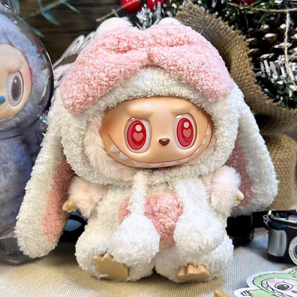 Sweet Bunny Love Plush Costume – Fluffy Cutie with Heart Eyes